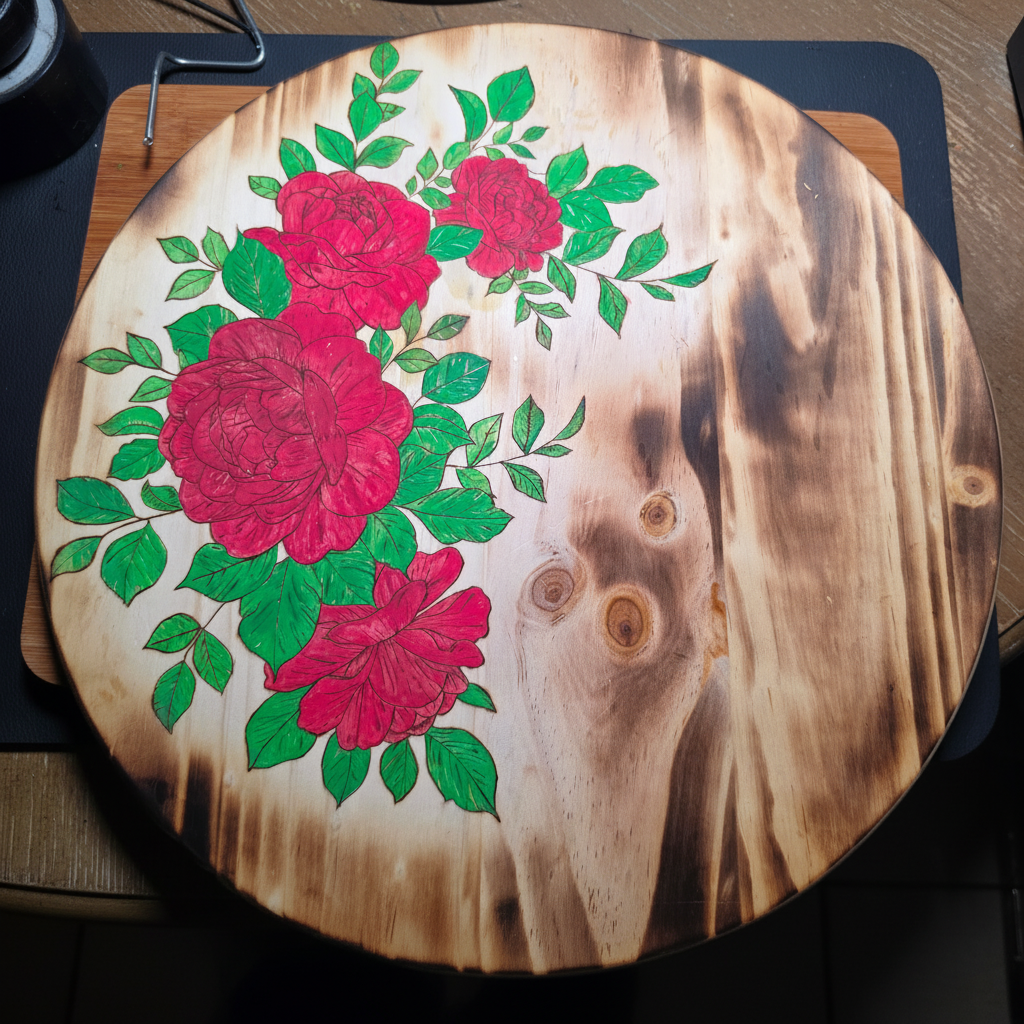 Pyrography round wood slice product image